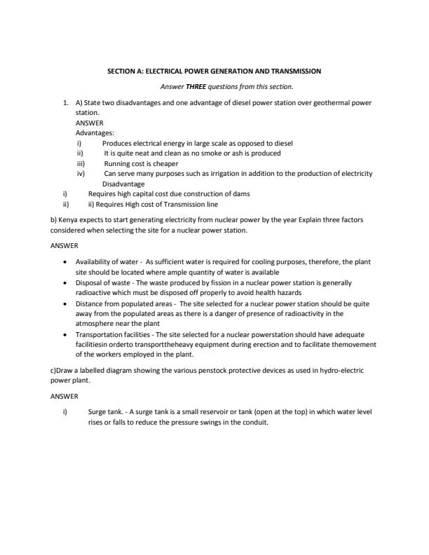 Page 2 – Electrical Power Generation and Transmission (EPGT) Solved Past Paper (July 2019) – Kenyaplex