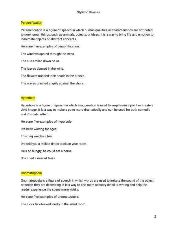 English Literature Stylistic Devices Explanations and Examples 13561