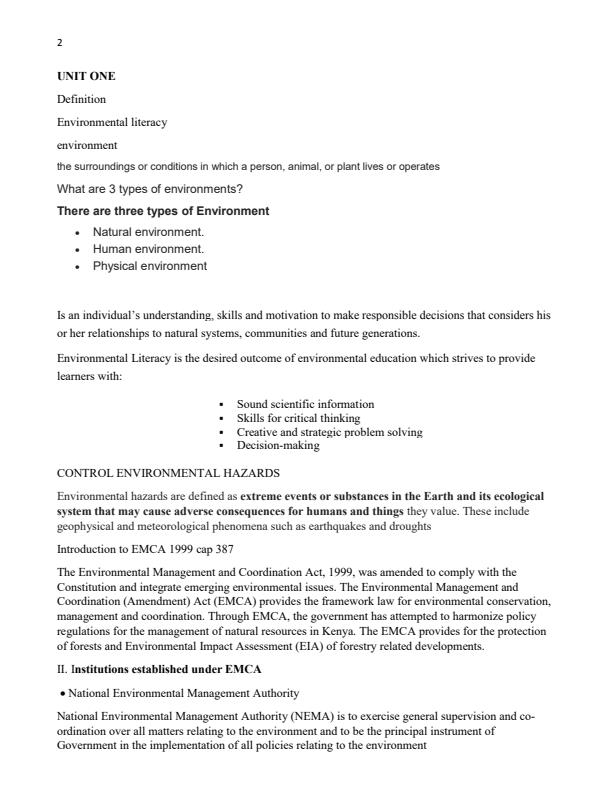 Page 2 – Environmental Literacy Notes – Kenyaplex