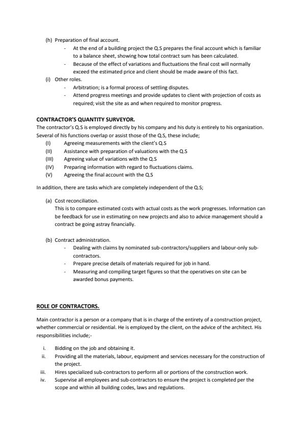 Page 4 – Estimating and Costing I Notes for Diploma in Surveying – Kenyaplex