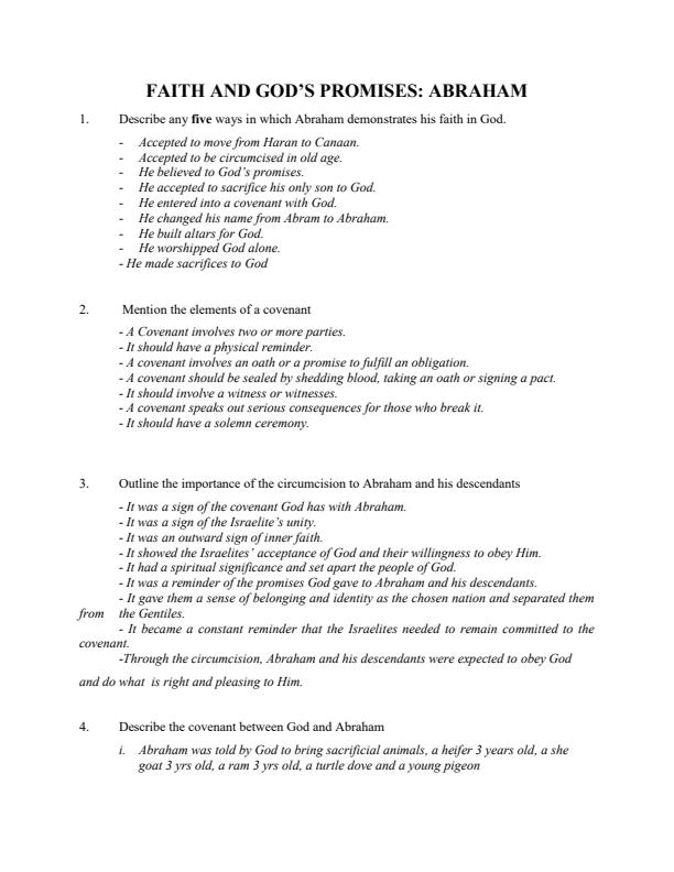 Page 1 – Faith and God