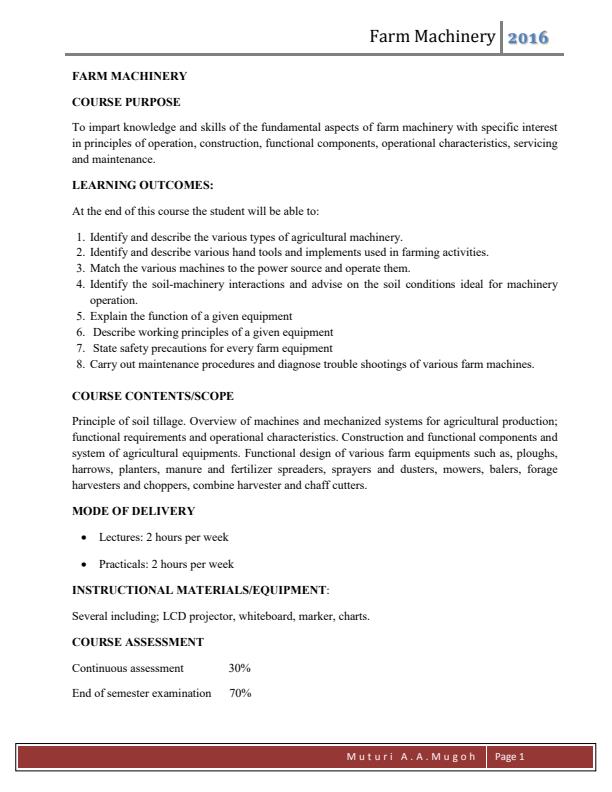 Page 1 – Farm Machinery Notes: Diploma in Agricultural Engineering – Kenyaplex