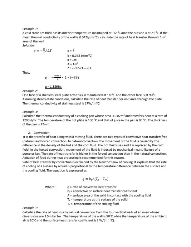 Food Engineering Notes on Heat Transfer TEP Program 13315