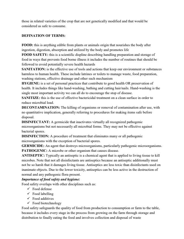 Page 3 – Food Safety and Hygiene Notes for Certificate and Diploma in Nutrition and Dietetics – Kenyaplex