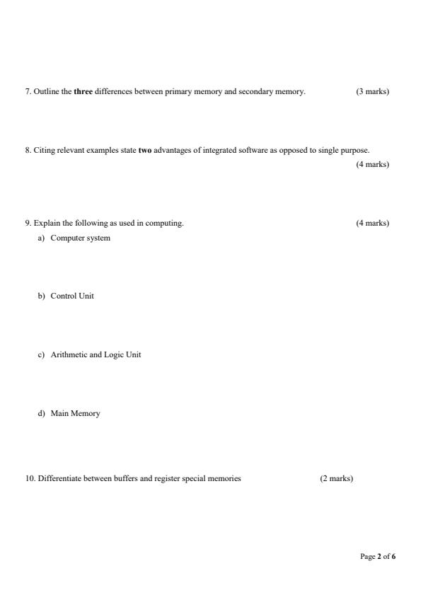 Page 2 – Form 1 Computer Studies December 2024 Holiday Assignment – Kenyaplex