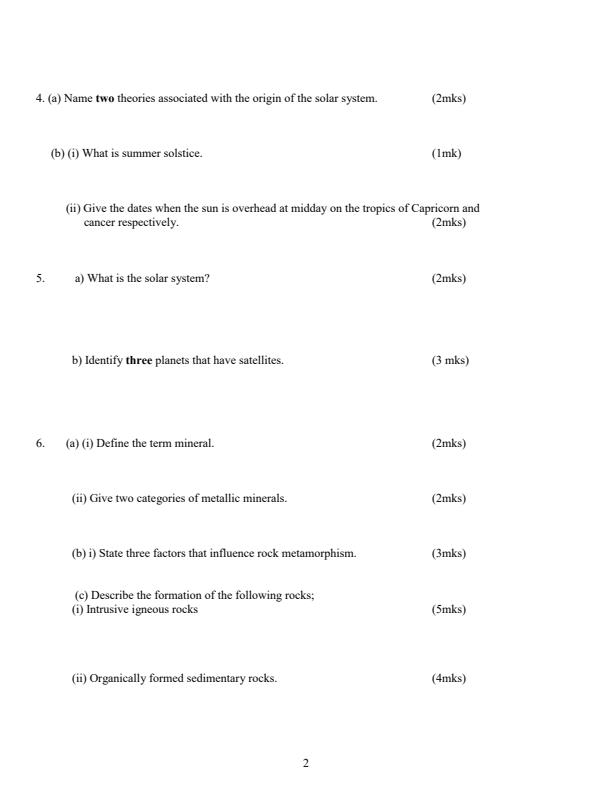 Page 2 – Form 1 Geography December 2024 Holiday Assignment – Kenyaplex