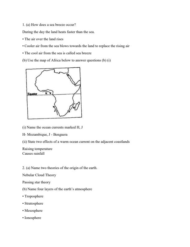 Form 1 Geography Topical Questions and Answers on Weather 16107