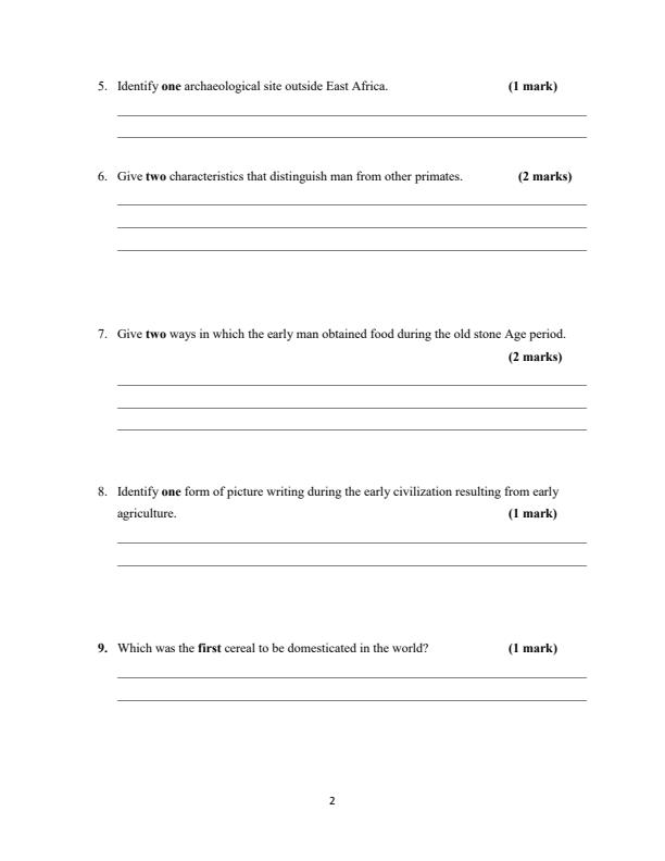 Page 2 – Form 1 History and Government December 2024 Holiday Assignment – Kenyaplex