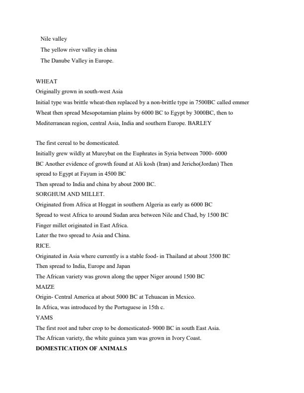 Page 3 – Form 1 History and Government Notes on Development of Agriculture – Kenyaplex