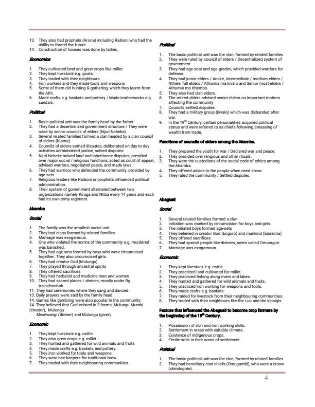 Page 4 – Form 1 to Form 4 History and Government Paper 1 Notes  – Kenyaplex