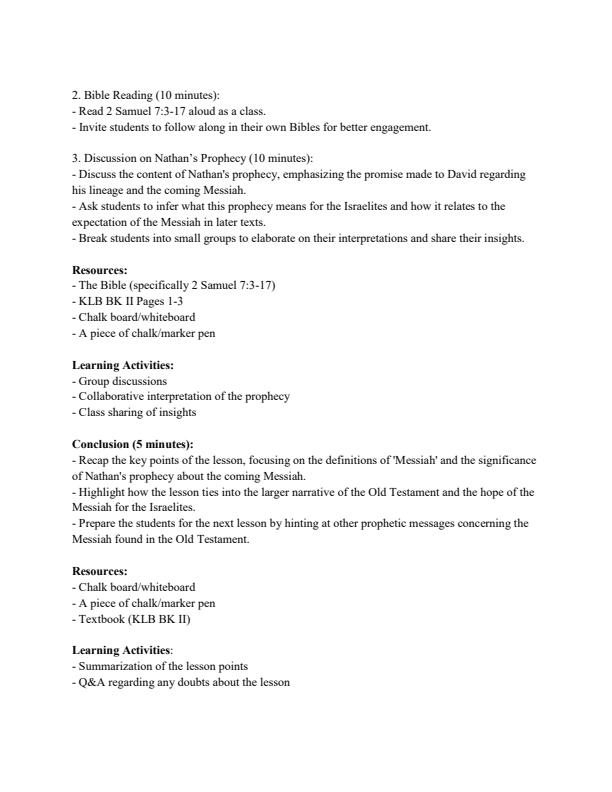 Page 2 – Form 2 CRE Lesson Plans Term 1 – Kenyaplex