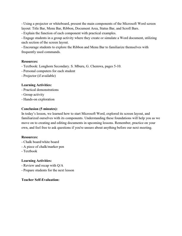 Page 4 – Form 2 Computer Studies Lesson Plans Term 1 – Kenyaplex