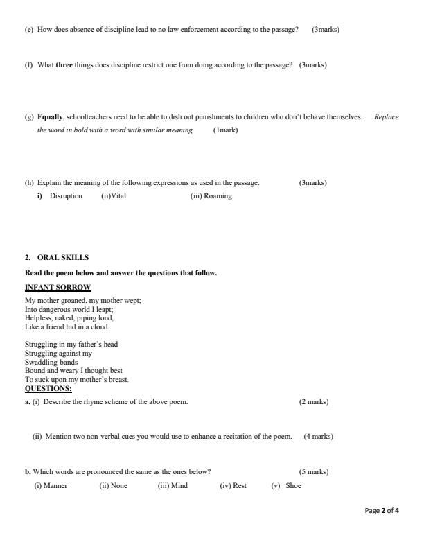 Page 2 – Form 2 English December 2024 Holiday Assignment – Kenyaplex