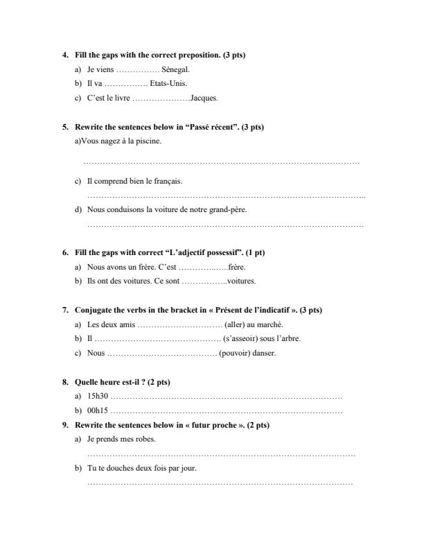 Page 2 – Form 2 French Mid Term Exam Term 2, 2023  – Kenyaplex