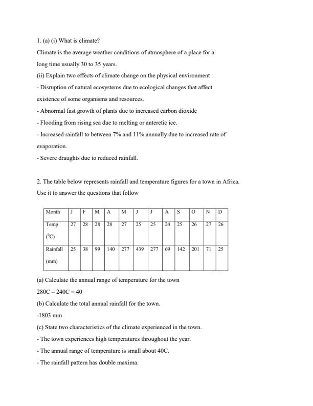 Page 1 – Form 2 Geography: Climate Topical Questions and Answers – Kenyaplex