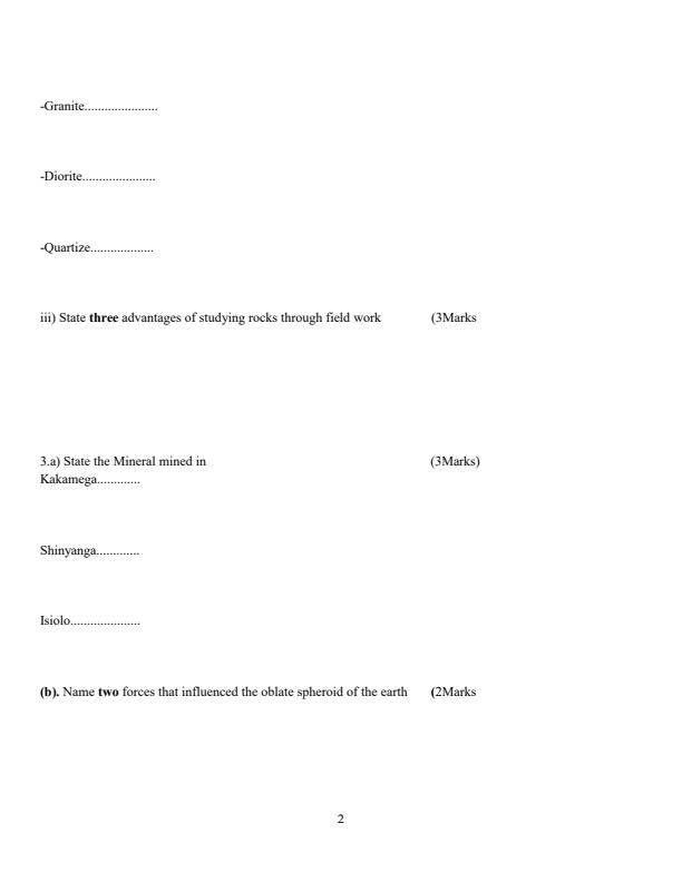 Page 2 – Form 2 Geography December 2024 Holiday Assignment – Kenyaplex