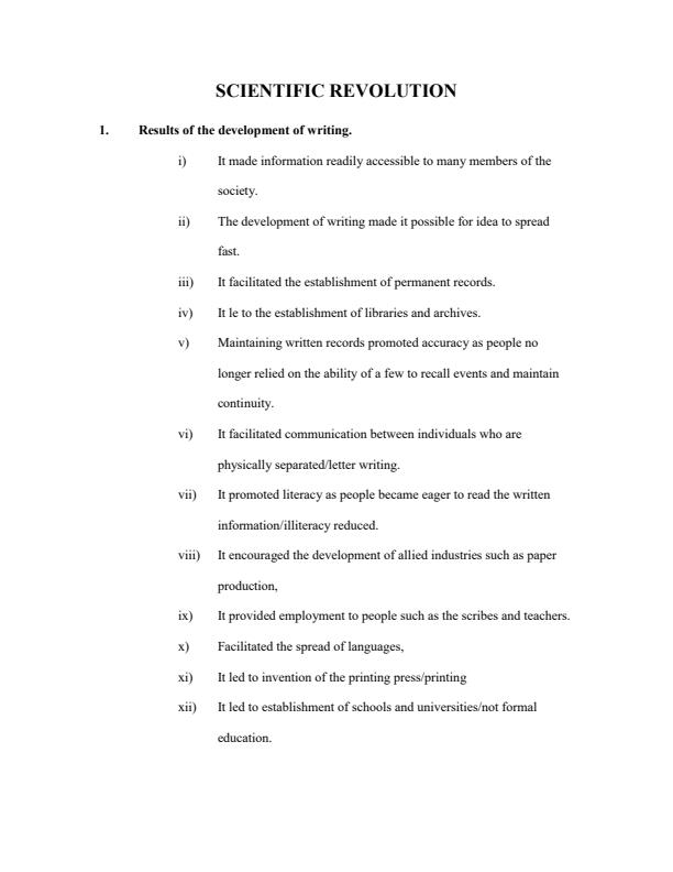 Page 1 – Form 2 History and Government Topical Questions and Answers on Scientific Revolution – Kenyaplex