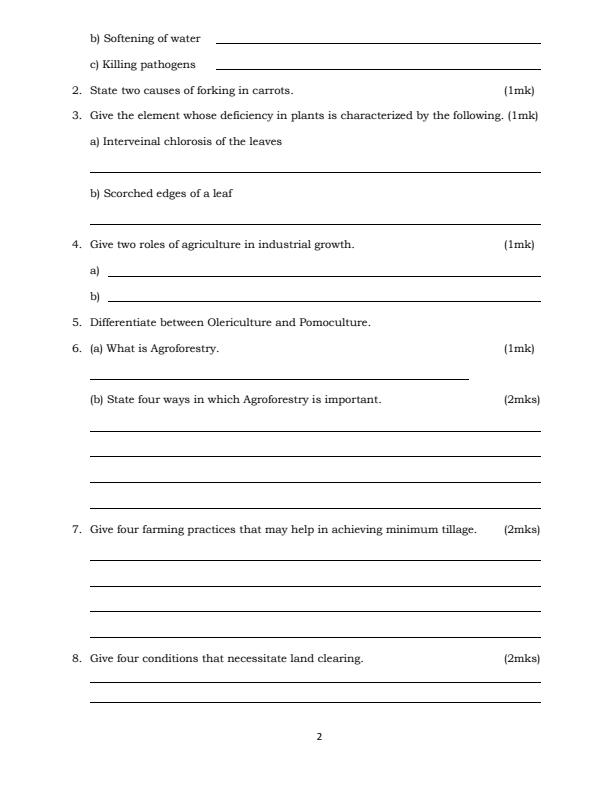 Page 2 – Form 3 Agriculture April 2026 Holiday Assignment – Kenyaplex