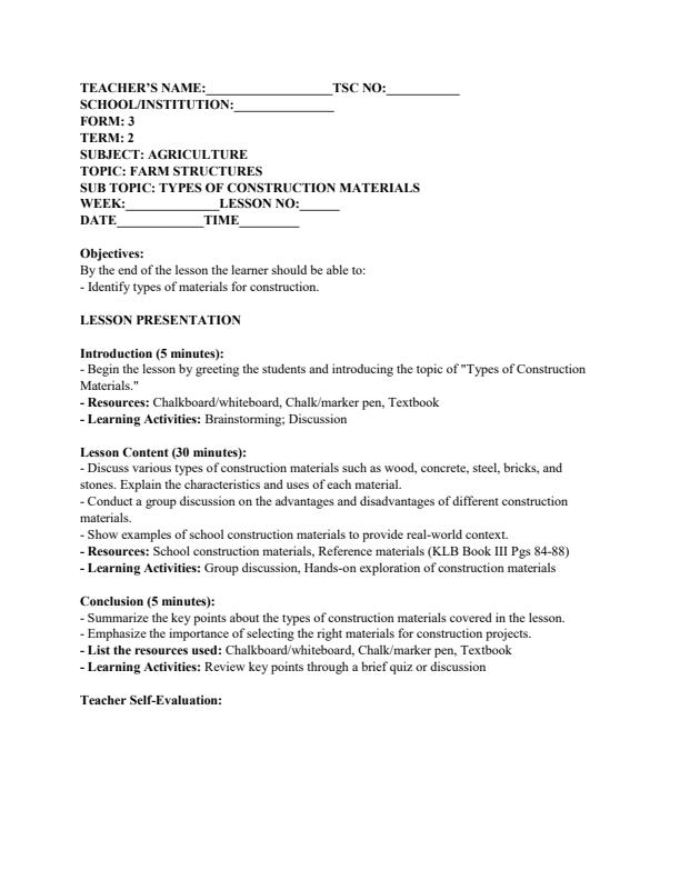 Page 1 – Form 3 Agriculture Lesson Plans Term 2 – Kenyaplex