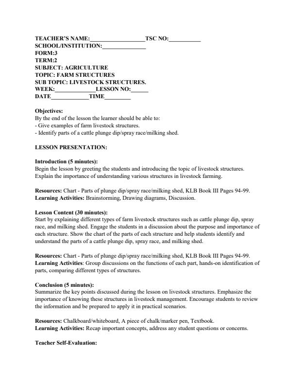 Page 4 – Form 3 Agriculture Lesson Plans Term 2 – Kenyaplex
