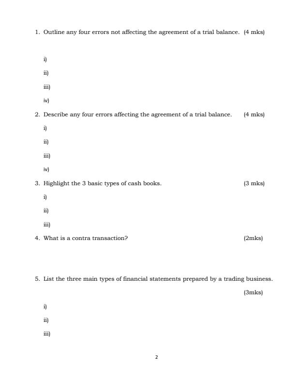 Page 2 – Form 3 Business Studies August 2026 Holiday Assignment – Kenyaplex