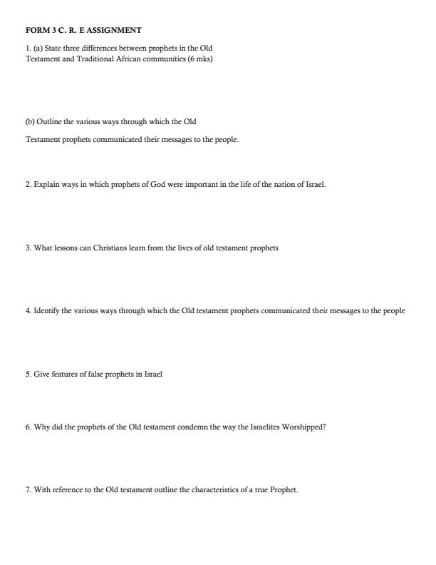 Page 1 – Form 3 CRE April Holiday Assignment 2023 – Kenyaplex