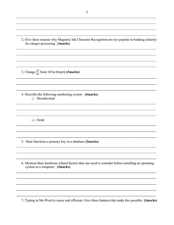 Page 2 – Form 3 Computer Studies Paper 1 April 2026 Holiday Assignment – Kenyaplex