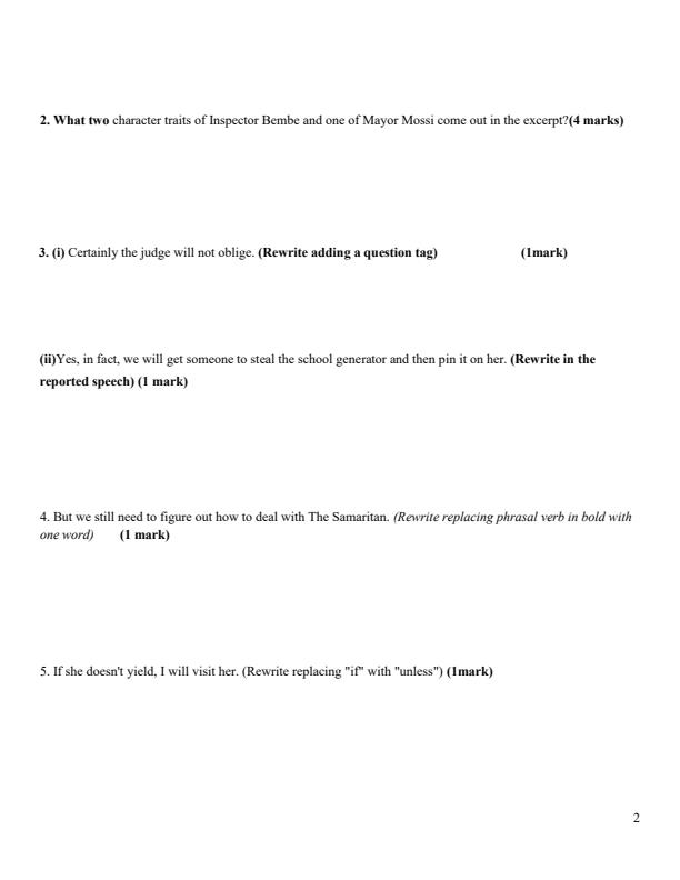 Page 2 – Form 3 English December 2024 Holiday Assignment – Kenyaplex