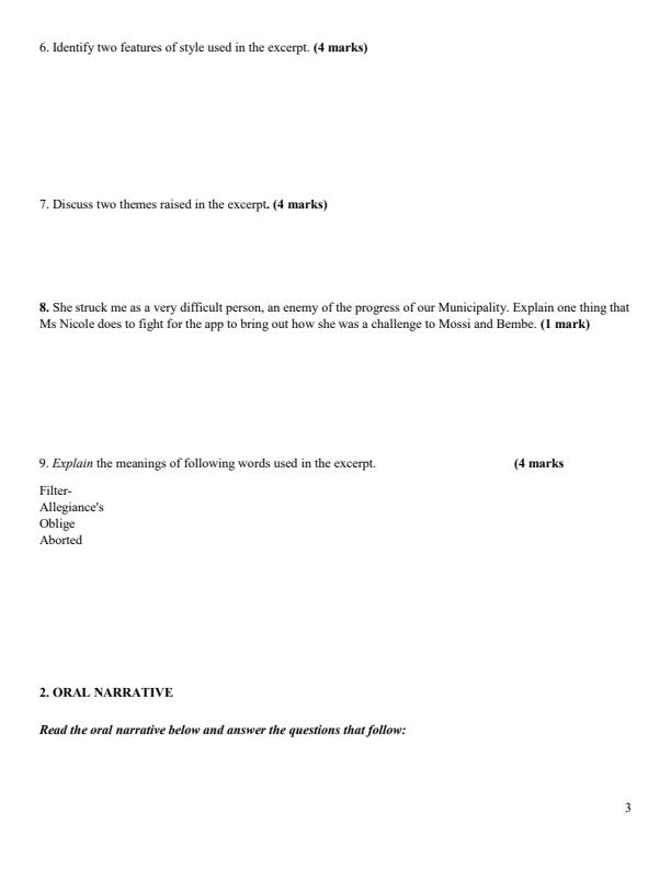 Page 3 – Form 3 English December 2024 Holiday Assignment – Kenyaplex