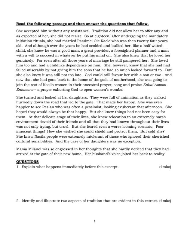 Page 2 – Form 3 English Paper 1 August 2026 Holiday Assignment – Kenyaplex