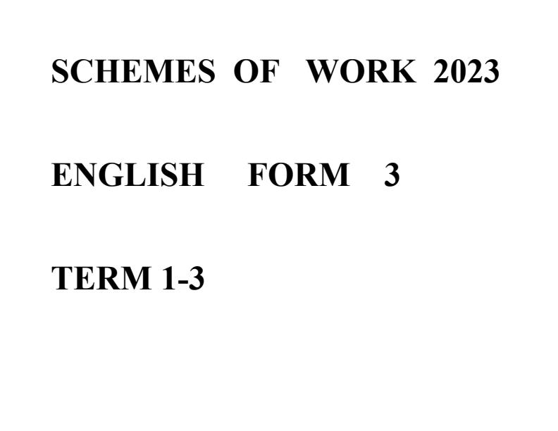 Form 3 English Schemes of Work 2023 - 2894