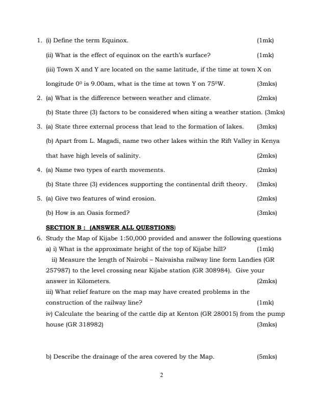 Page 2 – Form 3 Geography April 2026 Holiday Assignment – Kenyaplex