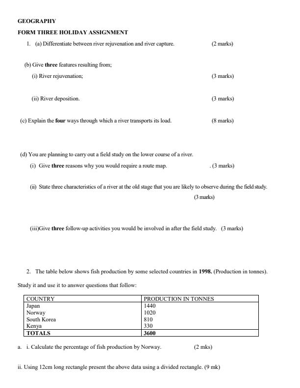 Page 1 – Form 3 Geography April Holiday Assignment 2023 – Kenyaplex
