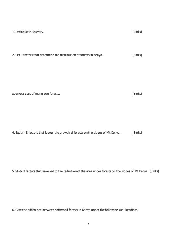 Page 2 – Form 3 Geography August 2026 Holiday Assignment – Kenyaplex