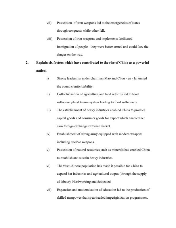Page 2 – Form 3 History and Government: Use of Metals and Industrial Revolution Topical Questions and Answers – Kenyaplex