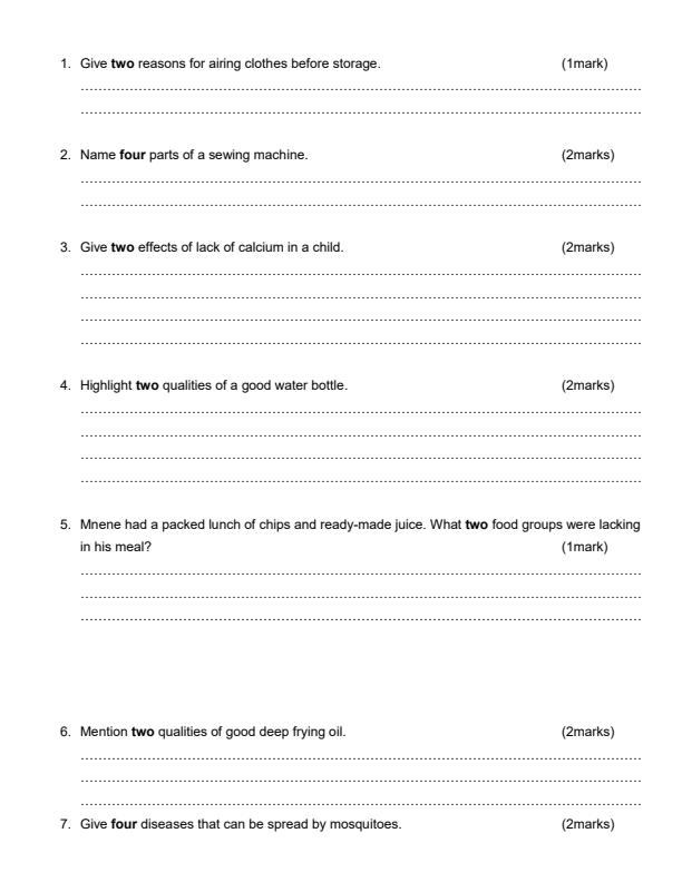 Page 2 – Form 3 Home Science April 2026 Holiday Assignment – Kenyaplex