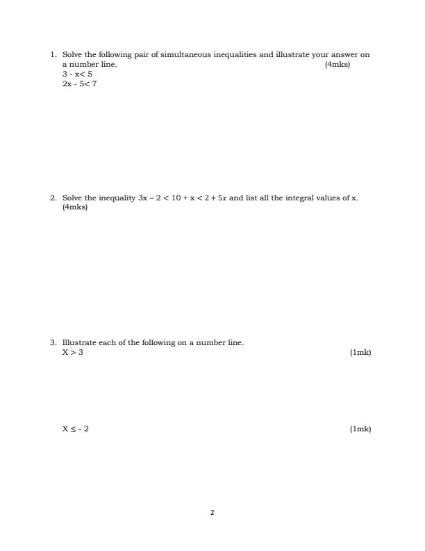 Page 2 – Form 3 Mathematics August 2026 Holiday Assignment – Kenyaplex