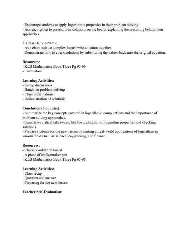 Page 4 – Form 3 Mathematics Lesson Plans Term 2 – Kenyaplex