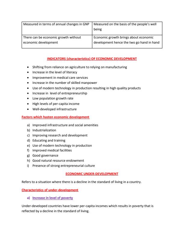 Page 2 – Form 4 Business Studies Notes on Economic Development and Planning – Kenyaplex