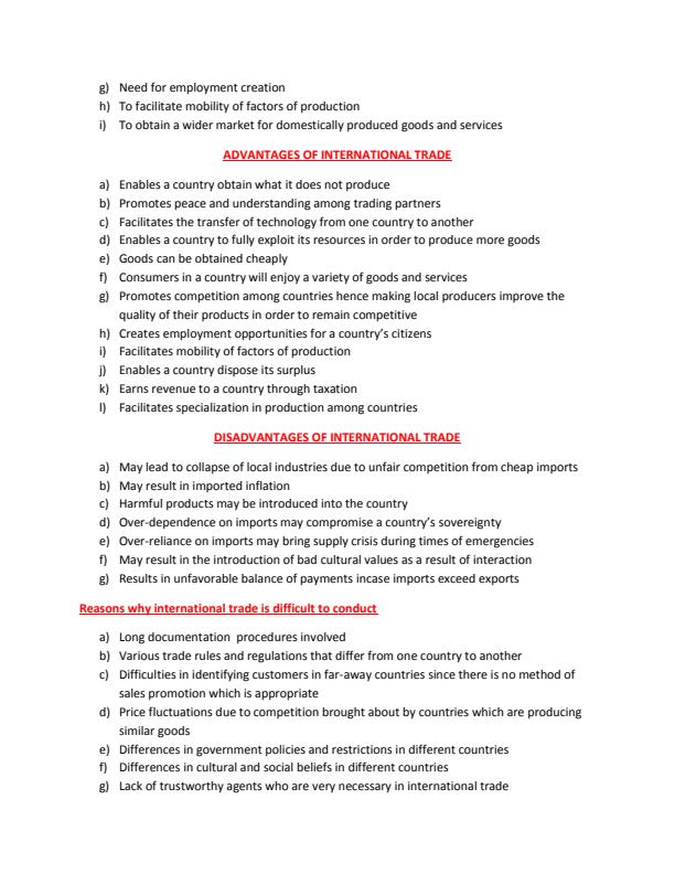 Page 2 – Form 4 Business Studies Notes on International Trade – Kenyaplex
