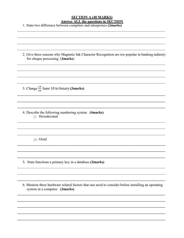 Page 2 – Form 4 Computer Studies Paper 1 April 2026 Holiday Assignment – Kenyaplex