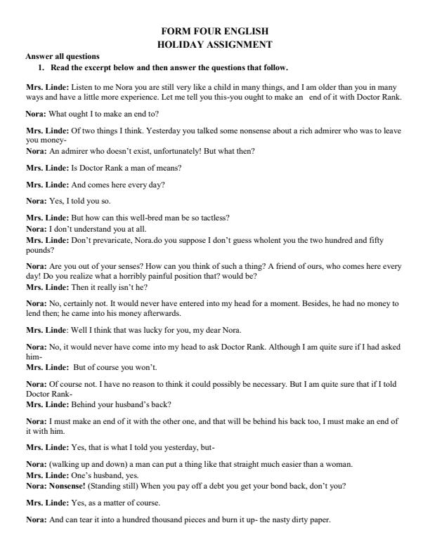 Page 1 – Form 4 English April Holiday Assignment 2023 – Kenyaplex