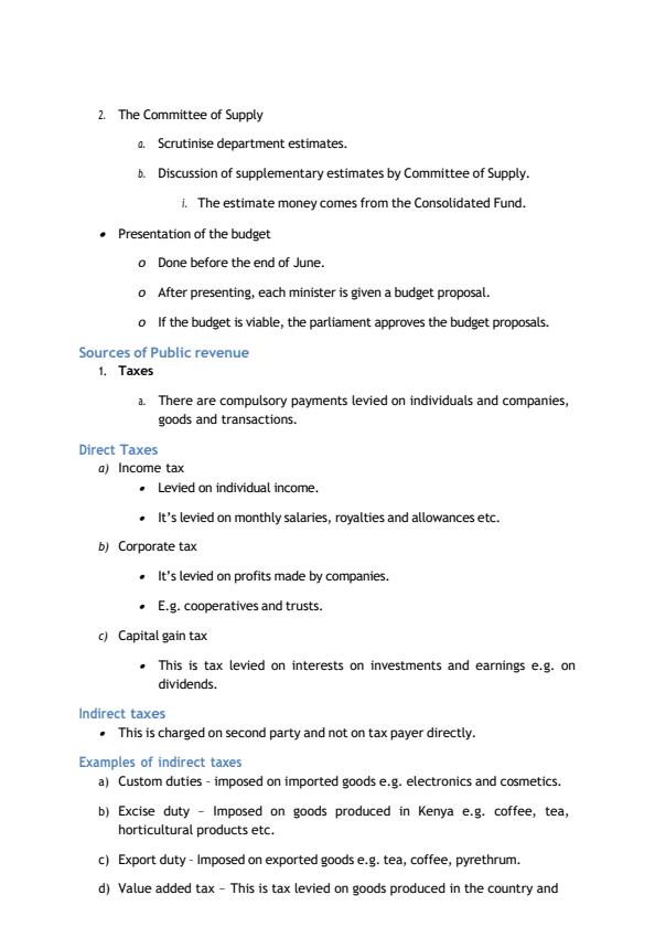 Page 2 – Form 4 History and Government: Public Revenue and Expenditure – Kenyaplex