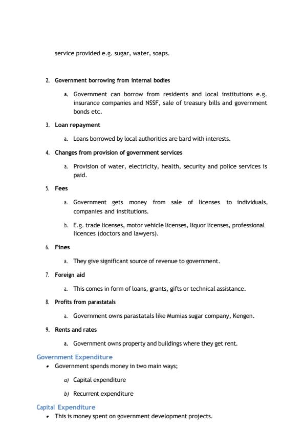 Page 3 – Form 4 History and Government: Public Revenue and Expenditure – Kenyaplex