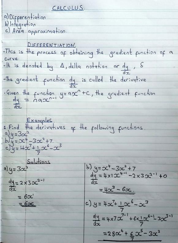 Page 1 – Form 4 KCSE Mathematics Notes On Differentiation – Kenyaplex