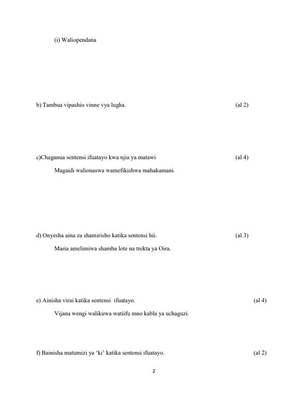 Page 2 – Form 4 Kiswahili August 2026 Holiday Assignment – Kenyaplex