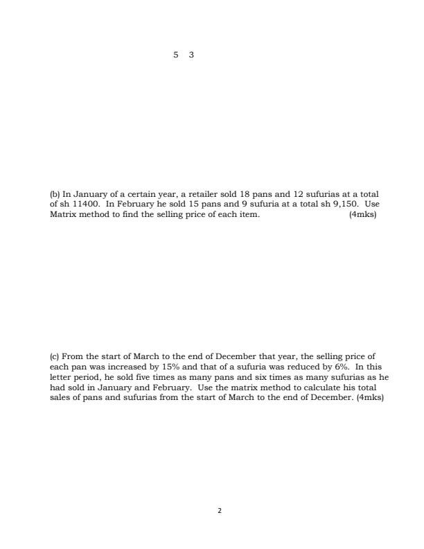 Page 2 – Form 4 Mathematics August 2026 Holiday Assignment – Kenyaplex