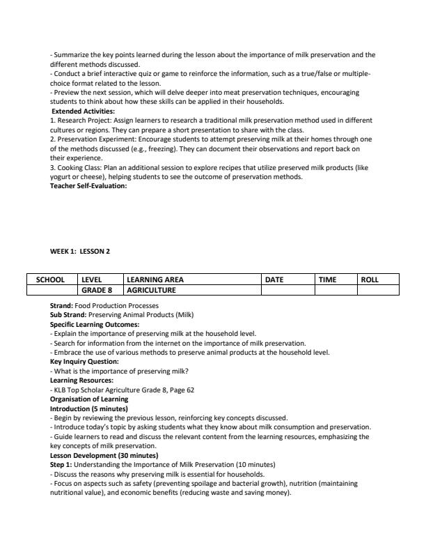 Page 2 – Gade 8 Agriculture and Nutrition Lesson Plans Term 2 - KLB Top Scholar – Kenyaplex