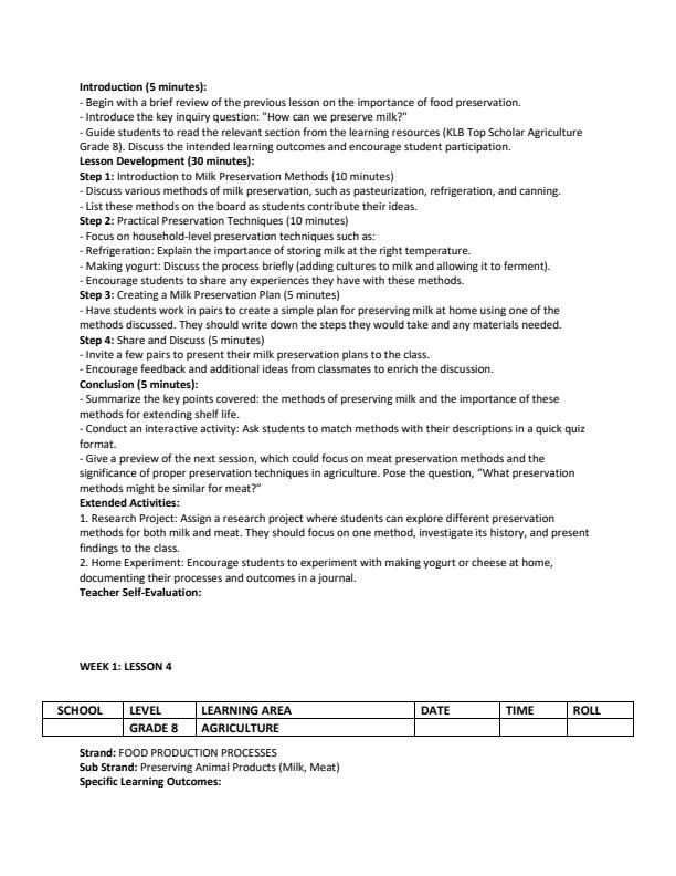 Page 4 – Gade 8 Agriculture and Nutrition Lesson Plans Term 2 - KLB Top Scholar – Kenyaplex