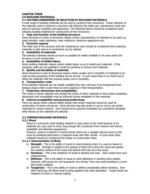 Page 3 – General Agriculture: Building and Farm Structures Notes – Kenyaplex